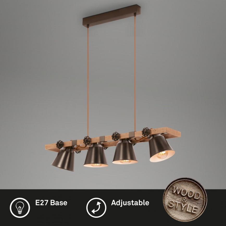 Briloner 4406-044 - Lámpara colgante TALE 4xE27/40W/230V marrón