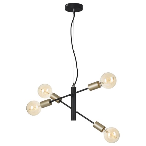 Briloner 4856-045 - Lámpara de araña de cable BLACK STEEL 4xE27/60W/230V