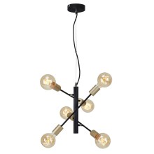 Briloner 4856-065 - Lámpara de araña de cable BLACK STEEL 6xE27/60W/230V