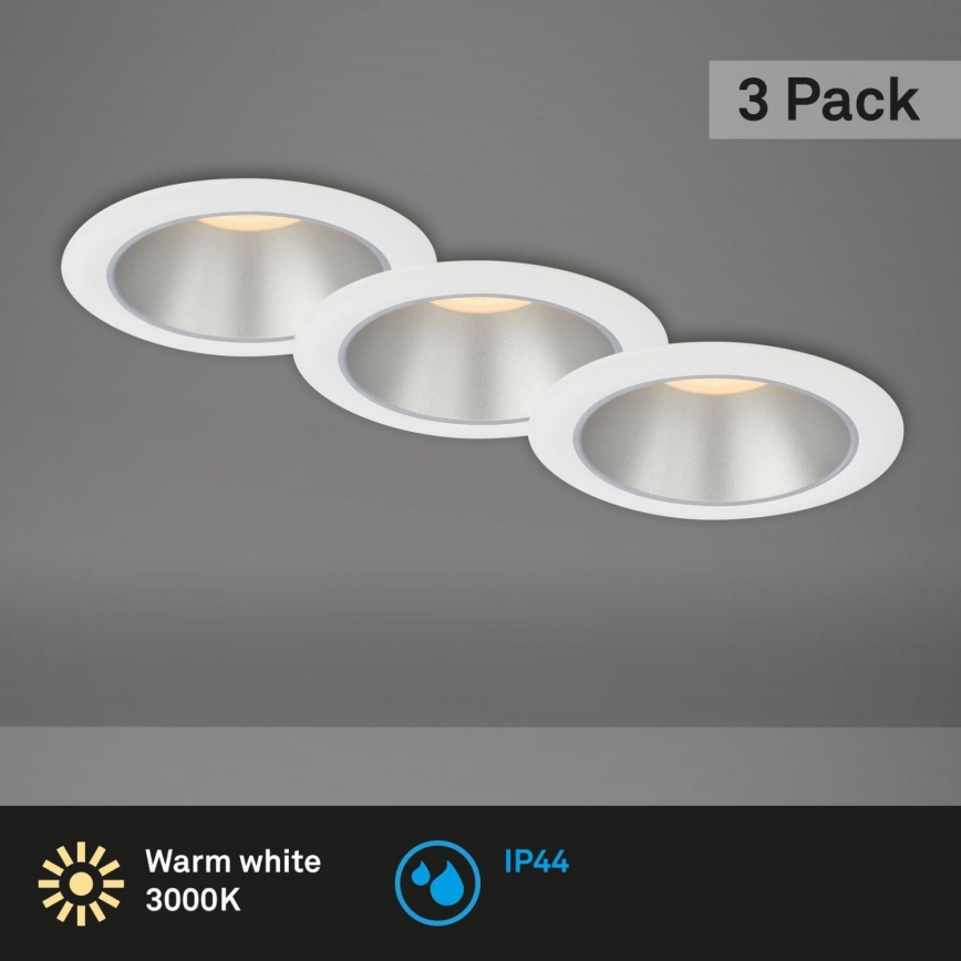 Briloner 7041-036 - SET 3x Lámpara empotrable de baño LED LED/4,9W/230V IP44 blanco