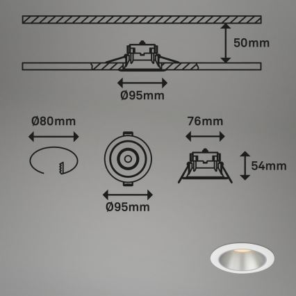 Briloner 7041-036 - SET 3x Lámpara empotrable de baño LED LED/4,9W/230V IP44 blanco