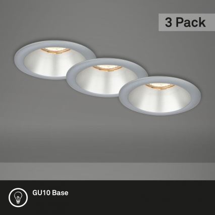 Briloner 7042-034 - SET 3x Lámpara empotrable de baño 1xGU10/9W/230V IP23 plata