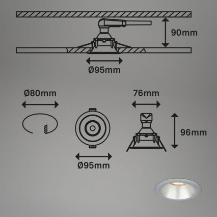 Briloner 7042-034 - SET 3x Lámpara empotrable de baño 1xGU10/9W/230V IP23 plata