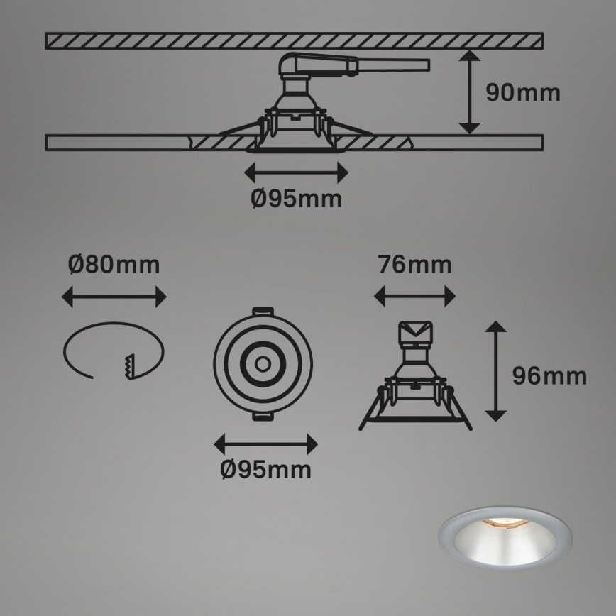 Briloner 7042-034 - SET 3x Lámpara empotrable de baño 1xGU10/9W/230V IP23 plata
