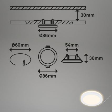 Briloner 7055-036 - SET 3x Lámpara empotrable de baño LED LED/3W/230V IP44