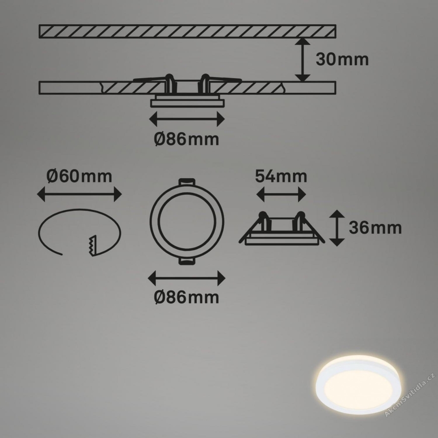 Briloner 7055-036 - SET 3x Lámpara empotrable de baño LED LED/3W/230V IP44