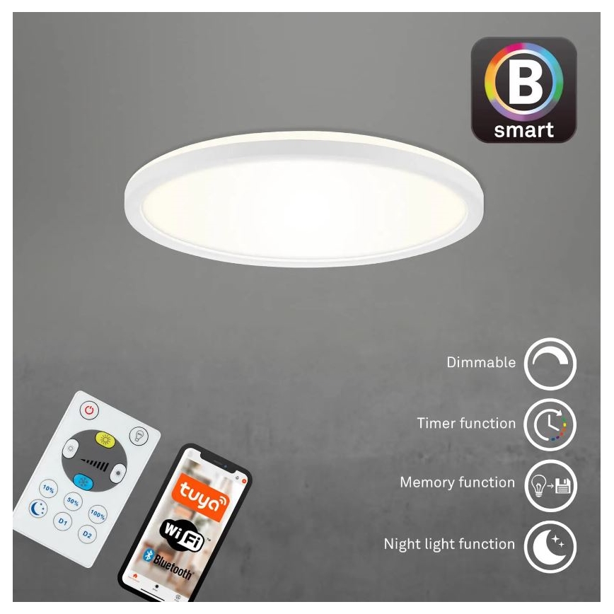 Briloner 7058-016 - Lámpara LED regulable SLIM LED/18W/230V 2700-6500K Wi-Fi Tuya + control remoto