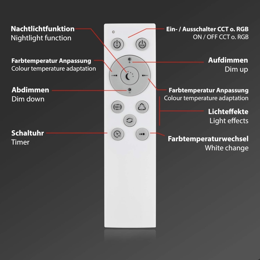 Briloner 7087-016 - LED RGBW Lámpara regulable SMART LED/24W/230V 3000-6500K Wi-Fi Tuya + control remoto