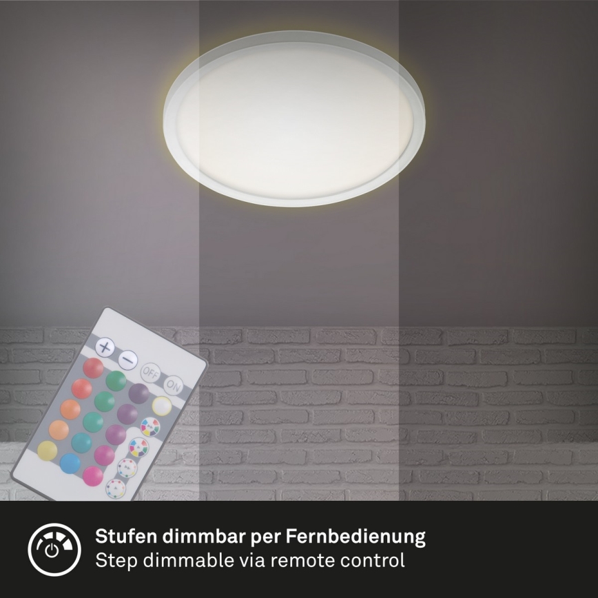 Briloner 7092-416 - Plafón regulable RGBW SLIM LED/15W/230V + control remoto