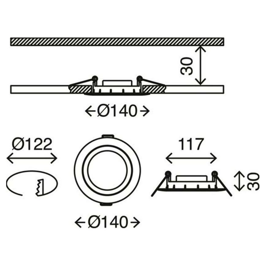Briloner 7116-432 - JUEGO 3x Lámpara empotrada LED para baños FLAT IN LED/9W/230V IP23