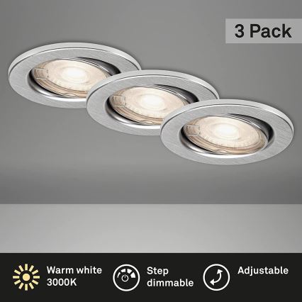 Briloner 7149-039 - SET 3xLED Lámpara de baño regulable 1xGU10/5W/230V IP23