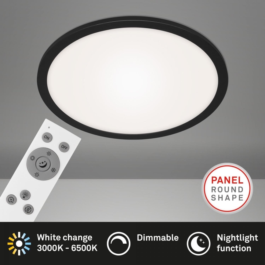 Briloner 7168-015 - Plafón LED regulable PIATTO LED/22W/230V 3000-6500K diá. 40 cm negro + control remoto