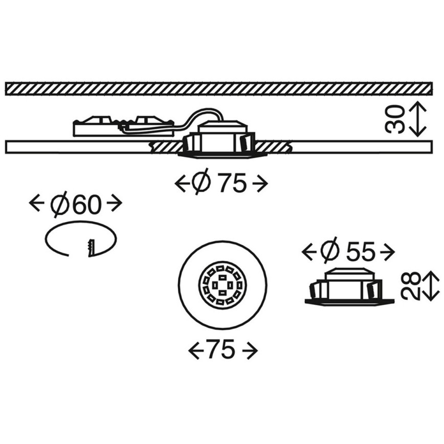 Briloner 7204-031 - SET 3x Lámpara empotrable de baño LED ATTACH LED/5W/230V IP44