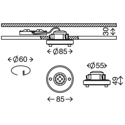 Briloner 7214-012 - Lámpara empotrable de baño LED ATTACH LED/5W/230V IP44