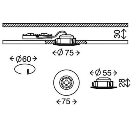 Briloner 7231-031 - JUEGO 3x Lámpara empotrable de baño LED regulable LED/5,5W/230V IP44