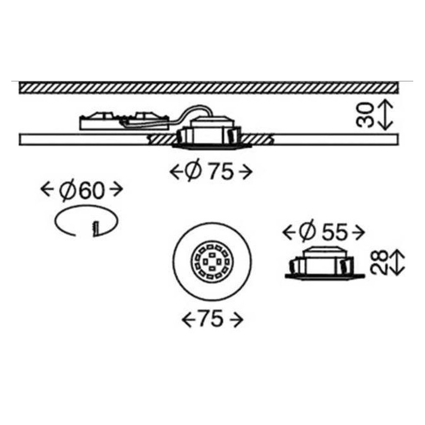 Briloner 7231-031 - JUEGO 3x Lámpara empotrable de baño LED regulable LED/5,5W/230V IP44
