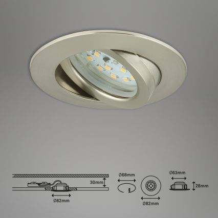 Briloner 7296-012 - Lámpara empotrable de baño LED regulable ATTACH LED/6,5W/230V IP23 cromo mate