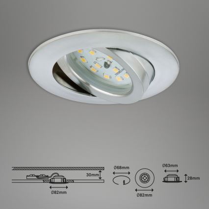 Briloner 7296-019 - Lámpara de baño empotrable LED regulable LED/6,5W/230V IP23