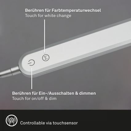 Briloner 7389-014 - Lámpara de mesa LED flexible táctil regulable SERVO LED/8W/230V 3000/4000/6500K