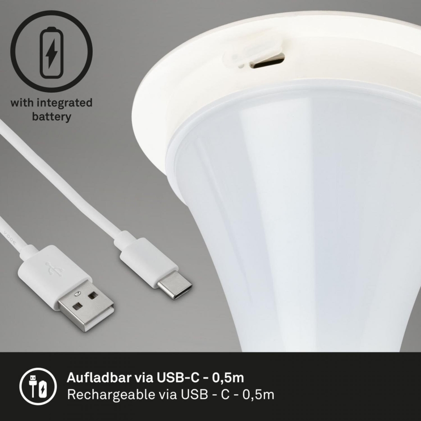 Briloner 7420016 - LED Regulable Recargable táctil exterior lámpara de mesa LED/4W/5V IP44 3000K blanco