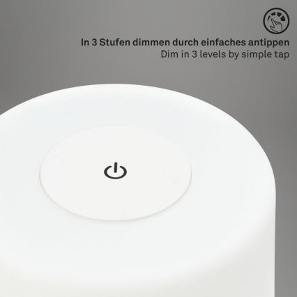 Briloner 7420016 - LED Regulable Recargable táctil exterior lámpara de mesa LED/4W/5V IP44 3000K blanco