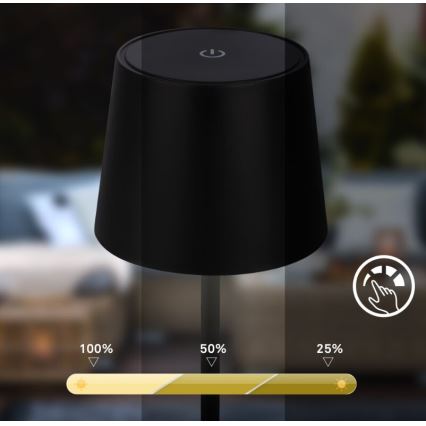 Briloner 7423015 - Lámpara de mesa de exterior LED recargable y regulable LED/2,6W/5V IP44 negro