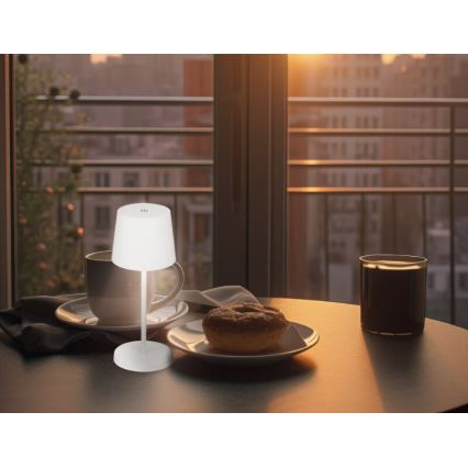Briloner 7423016 - Lámpara de mesa LED exterior recargable y regulable LED/2,6W/5V 2000mAh IP44 blanco