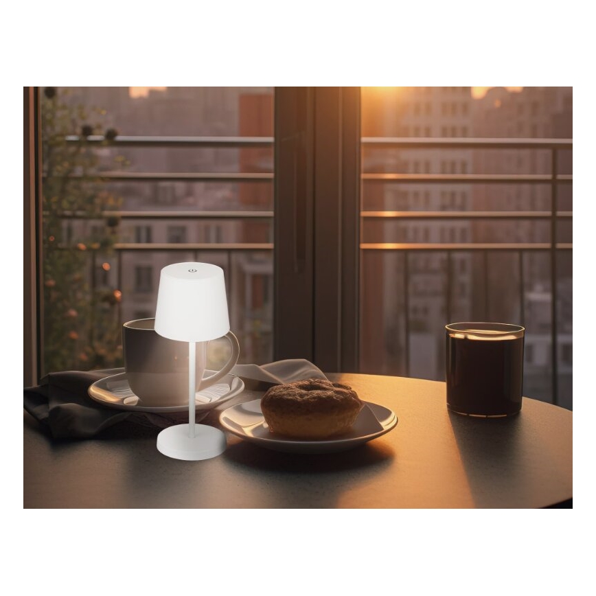 Briloner 7423016 - Lámpara de mesa LED exterior recargable y regulable LED/2,6W/5V 2000mAh IP44 blanco