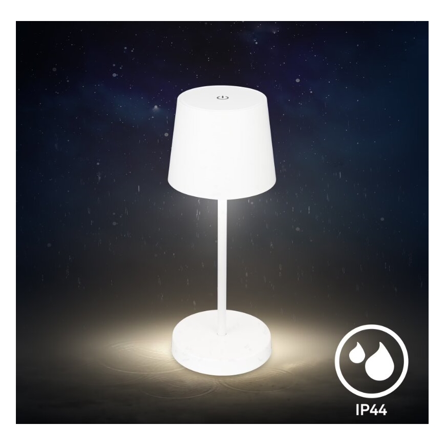 Briloner 7423016 - Lámpara de mesa LED exterior recargable y regulable LED/2,6W/5V 2000mAh IP44 blanco