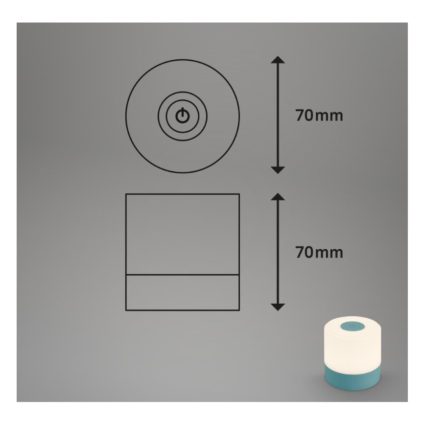 Briloner 7461010 - Lámpara de mesa LED exterior recargable y regulable LED/2W/5V IP44 1200 mAh azul