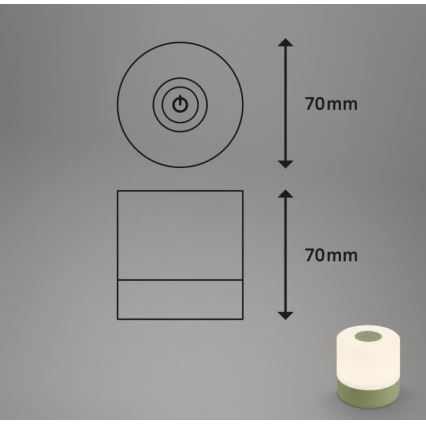 Briloner 7461019 - Lámpara de mesa LED exterior recargable y regulable LED/2W/5V IP44 1200 mAh verde