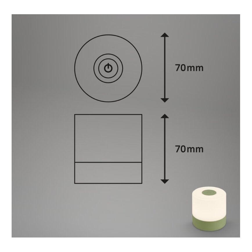 Briloner 7461019 - Lámpara de mesa LED exterior recargable y regulable LED/2W/5V IP44 1200 mAh verde