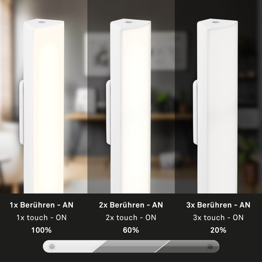 Briloner 7474-016 - LED Lámpara de mesa de exterior recargable táctil regulable 2en1 LED/7W/5V 2x2200 mAh USB 3000K IP44 blanco