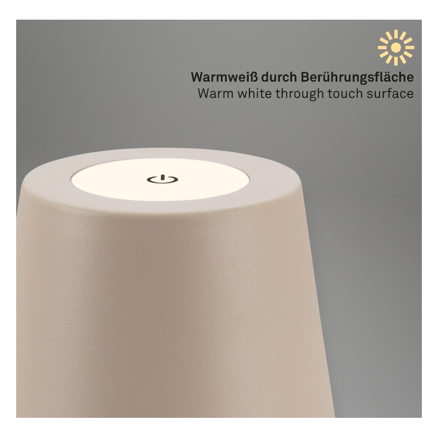 Briloner 7508011 - Lámpara de mesa de exterior LED regulable y recargable 2en1 LED/2,5W/5V IP44 beige