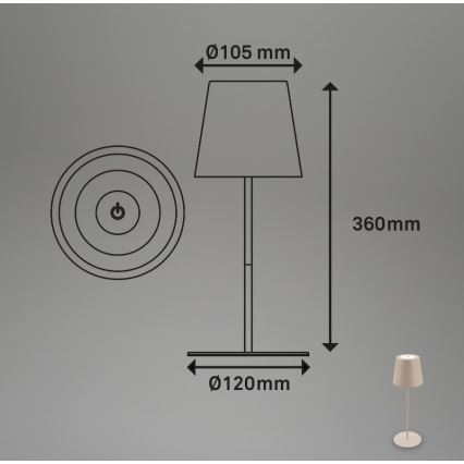 Briloner 7508011 - Lámpara de mesa de exterior LED regulable y recargable 2en1 LED/2,5W/5V IP44 beige