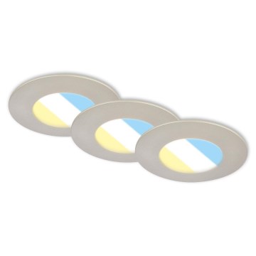 Briloner 7598032 - SET 3x Lámpara empotrable de baño LED LED/4,9W/230V IP44 2700/4000/6500K cromo mate