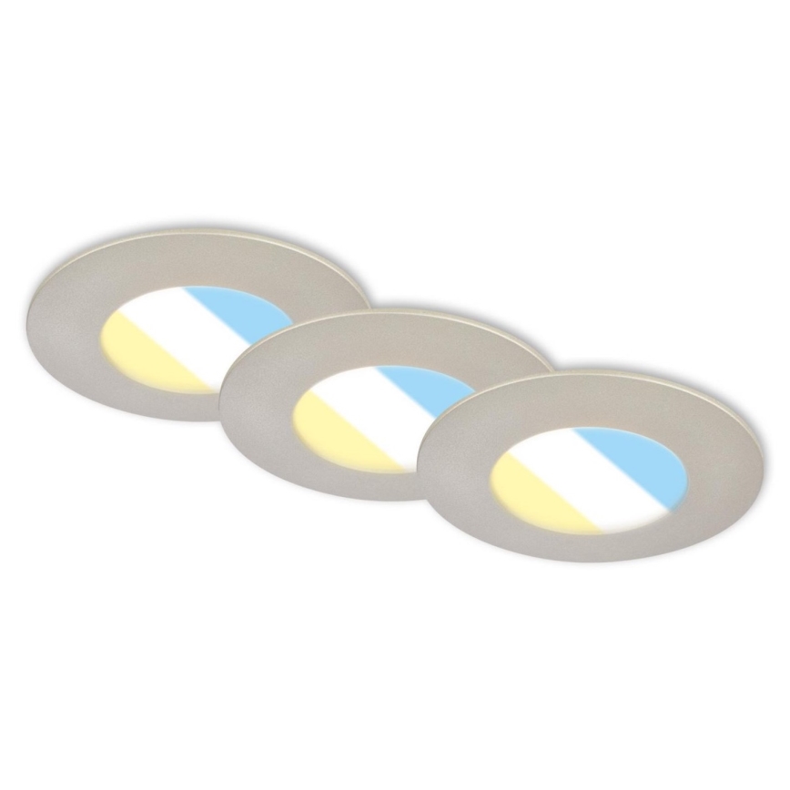 Briloner 7598032 - SET 3x Lámpara empotrable de baño LED LED/4,9W/230V IP44 2700/4000/6500K cromo mate