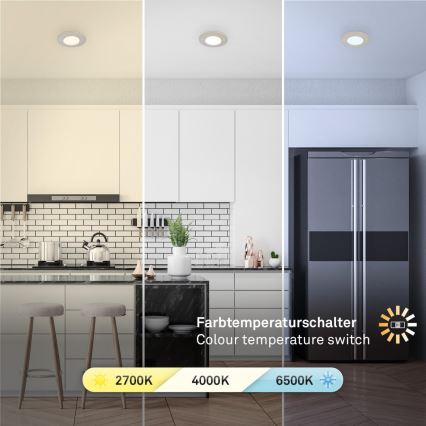 Briloner 7598032 - SET 3x Lámpara empotrable de baño LED LED/4,9W/230V IP44 2700/4000/6500K cromo mate