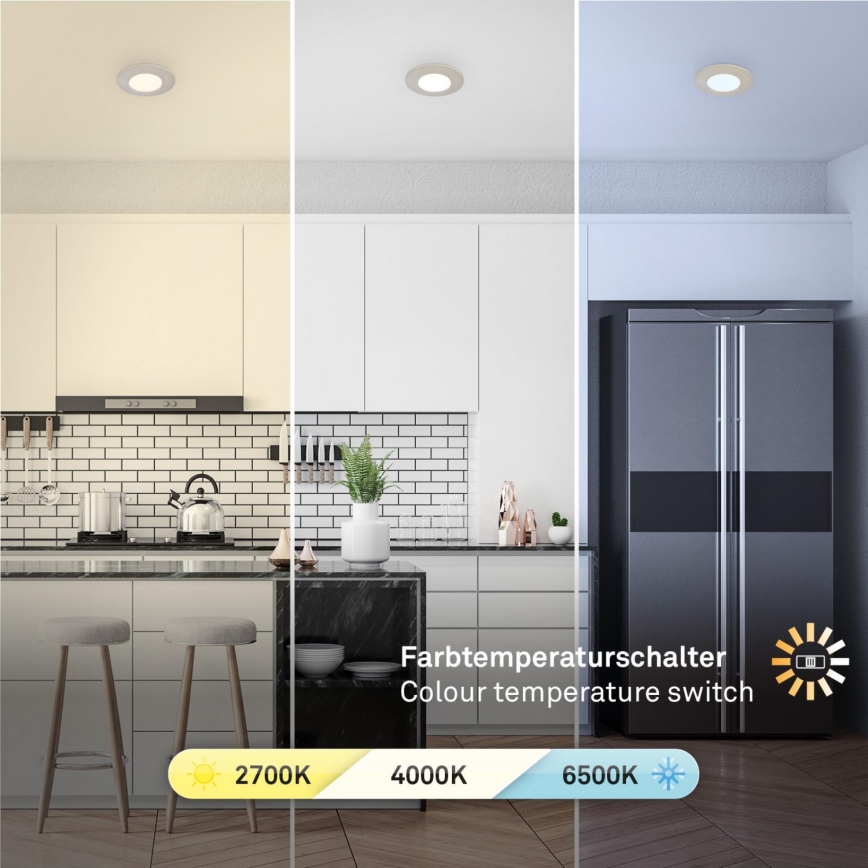 Briloner 7598032 - SET 3x Lámpara empotrable de baño LED LED/4,9W/230V IP44 2700/4000/6500K cromo mate