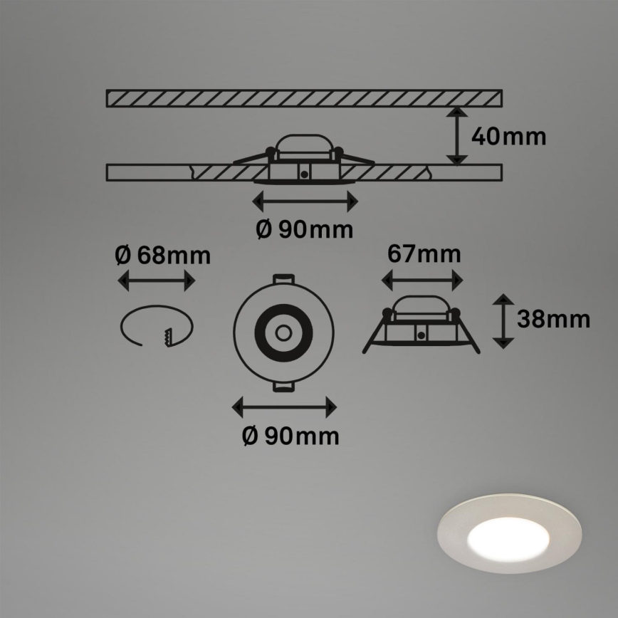 Briloner 7598032 - SET 3x Lámpara empotrable de baño LED LED/4,9W/230V IP44 2700/4000/6500K cromo mate