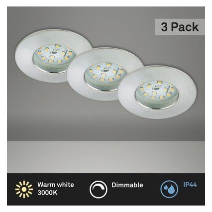 Briloner 8316-039-SET 3x Lámpara empotrable de baño LED regulable LED/5,5W/230V IP44