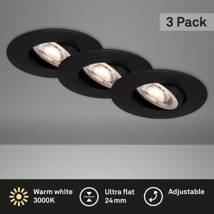 Briloner - JUEGO 3x LED Lámpara de techo para cuarto de baño LED/4,9W/230V IP23