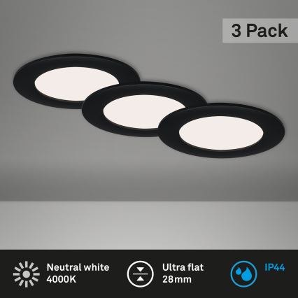 Briloner - JUEGO 3x LED Lámpara de techo para cuarto de baño LED/4,9W/230V IP44