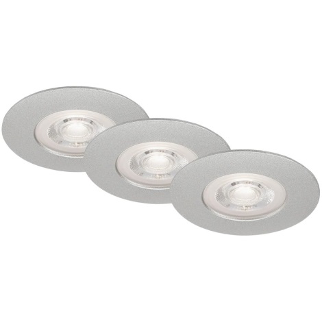 Briloner- JUEGO 3x LED Lámpara de techo para cuarto de baño LED/4,9W/230V IP44 plata
