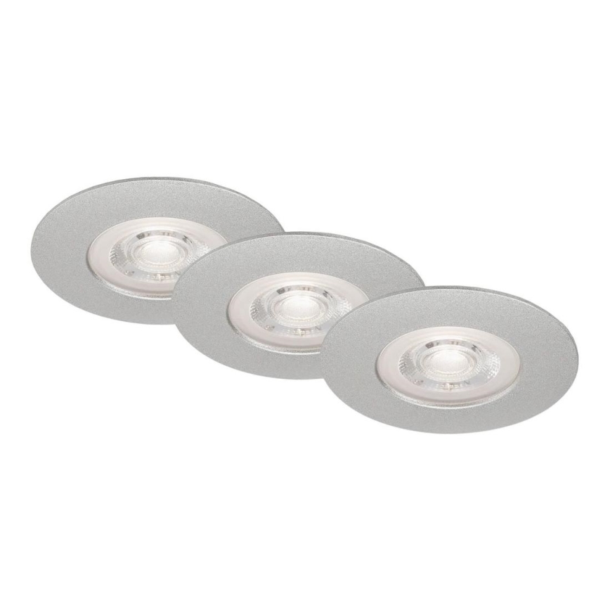 Briloner- JUEGO 3x LED Lámpara de techo para cuarto de baño LED/4,9W/230V IP44 plata