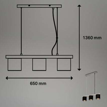 Briloner - Lámpara colgante LURI 3xE14/25W/230V árbol de caucho