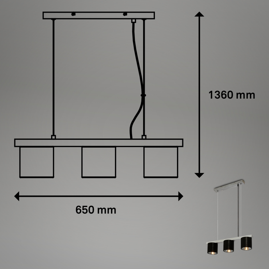 Briloner - Lámpara colgante LURI 3xE14/25W/230V árbol de caucho