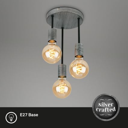 Briloner - Lámpara de araña con cable HENGA 3xE27/60W/230V