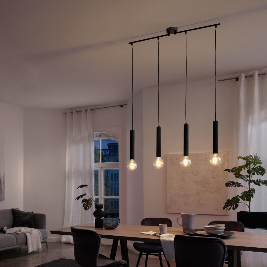 Briloner - Lámpara de araña LONGA 4xE27/60W/230V negro