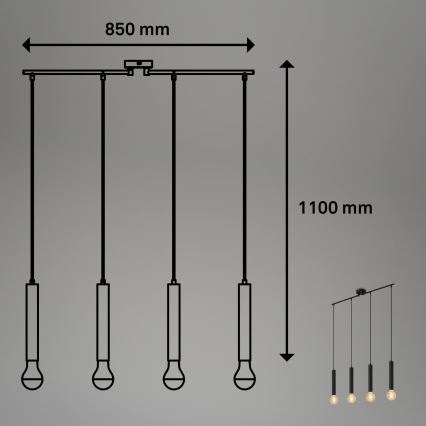 Briloner - Lámpara de araña LONGA 4xE27/60W/230V negro